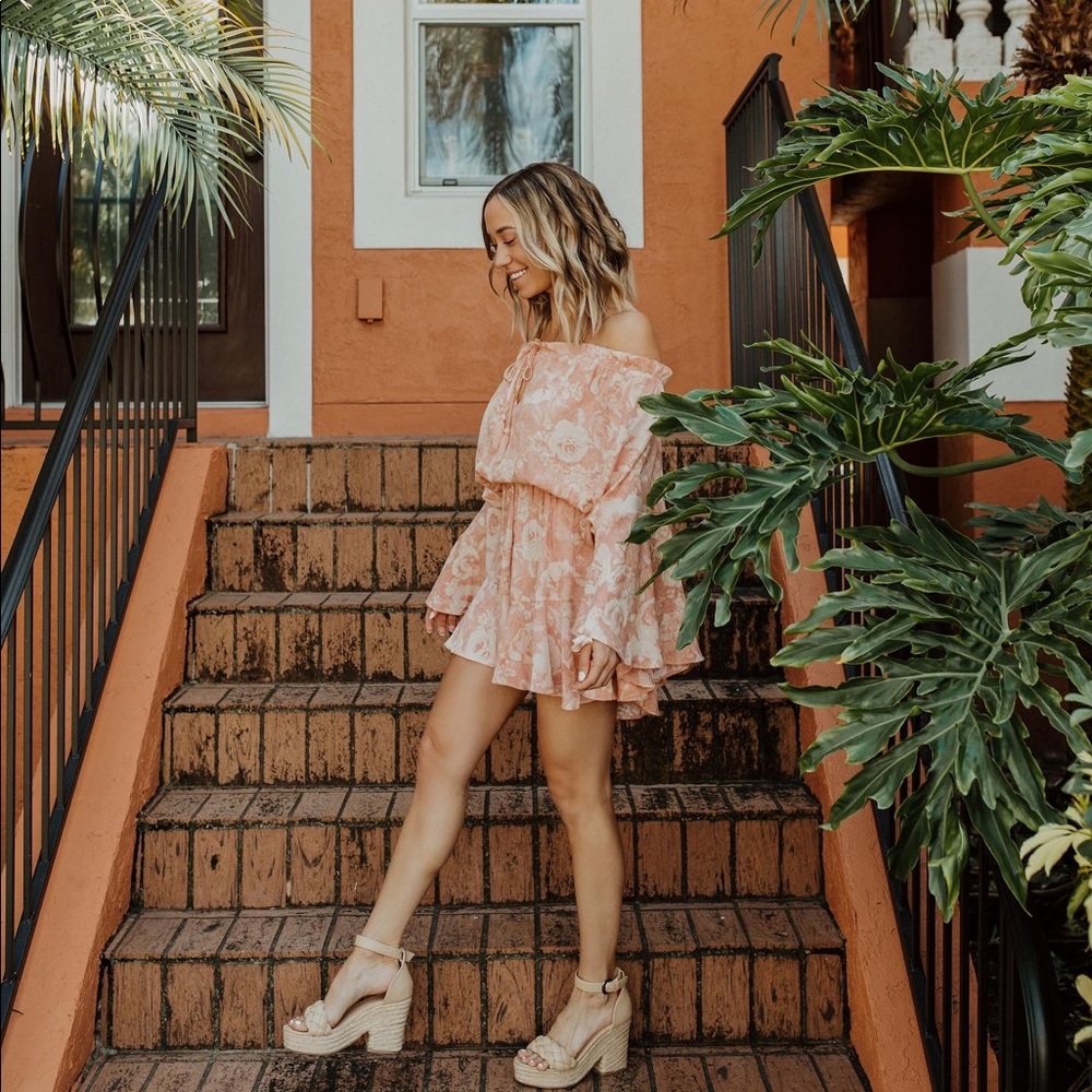 Blush Floral Romper/Dress size S NEW WITH TAGS